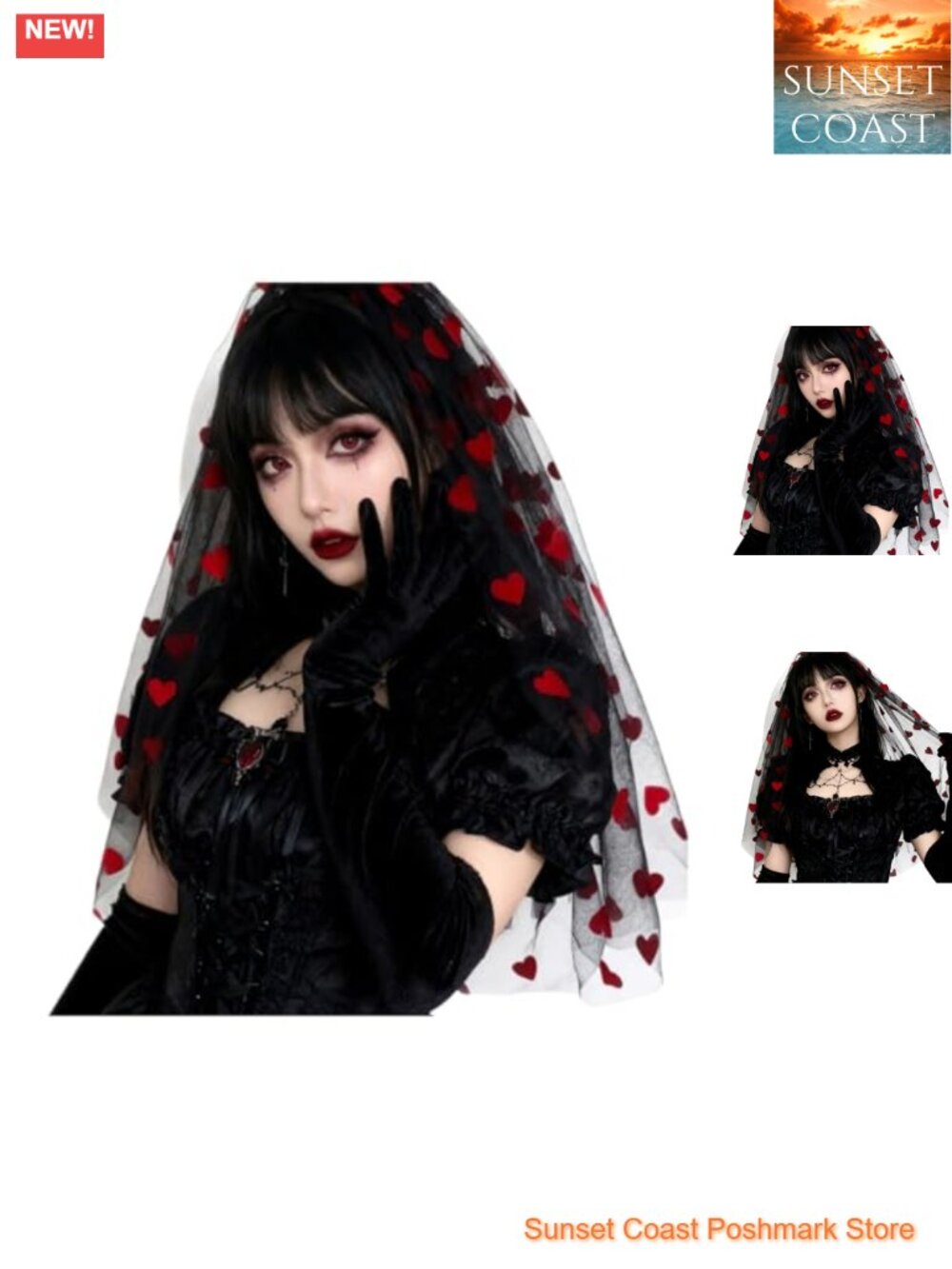 Lace Mesh Tulle Bridal Veil Heart Print Headscarf Wedding Veil